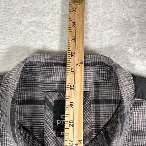 Prana Shirt Men Size XL Plaid Short Sleeve Single Pocket Made in India EUC - Picture 6 of 8